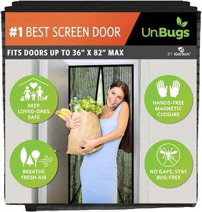 UnBugs Magnetic Screen Door - Fits Doors Fit 36" Wide x 82" High, Black - Picture 1 of 9