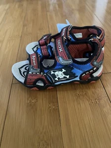 Geox Kids sandals shoes size 10.5 black red blue Pirate light up - Picture 1 of 5