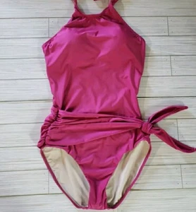 Hermoza ¡NUEVO! Traje de baño Genevieve de una pieza halter adelgazante rosa talla 6 faja de cadera - Imagen 1 de 13