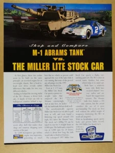 Miller Lite Stock Car vs M-1 Abrams Battle Tank 1997 anuncio impreso vintage - Imagen 1 de 1