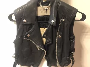 Genuine Burberry Black Leather Vest. Sz 4 BNWT. Retail $1595. Free Fast Shipping - Picture 1 of 10