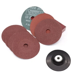 Fibre Sanding Discs 100mm 125mm Abrasive Backing Pads 24-120 Grit Angle Grinder - Picture 1 of 8