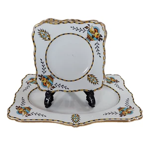 Royal Winton Rectangular Cake Sandwich Serving Plate & 5 Small Square Plates 30s - Picture 1 of 11