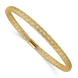 Brazalete de cadena de malla elástica de oro amarillo de 14kt real - Imagen 1 de 6