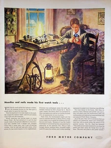 1944 Ford Motor Company Vintage Print Ad 1940s Pocket Watch Repair Tools Lantern - Picture 1 of 2