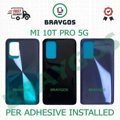 BRAYGOS Für Xiaomi Mi 10T Pro 5G M2007J3SG Rückseite Rückseite Akkuabdeckung mit Klebstoff