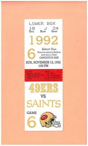 New Orleans Saints  San Francisco 49ers 1992 ticket Topps Jerry Rice Steve Young - Picture 1 of 2