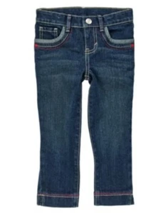 GYMBOREE VALENTINES DAY DENIM PICK STITCH CROP JEANS PANTS 4 5 6 8 10 NWT - Picture 1 of 2