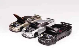 Motorhelix 1/64 Nissan GTR R34 Z-TUNE Diecast Model Car Black/Green Gifts Hobby - Picture 1 of 9