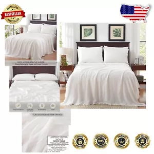 Stylish 4pc Full Linen Bedding Set - Temperature-Regulating & Deep Pocket Design - Picture 1 of 8