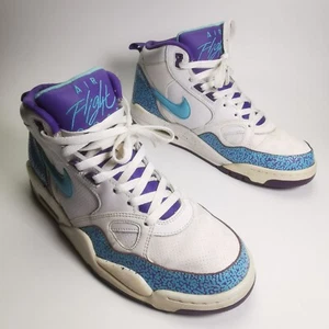~ Nike AIR Flight 2013 Mid Trainers Poison Dart Frog Blue Purple ~ UK Size 8.5 ~ - Picture 1 of 18