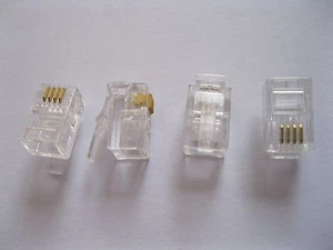 200 pcs 4P4C Modular Plug Telephone Connector Water Clear New - Picture 1 of 4