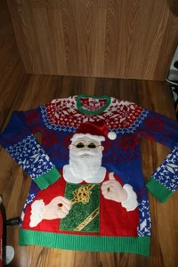 UGLY Sweater Santa gift holder, ruby ring, sun glasses, Holiday Bling S (34-36) - Picture 1 of 11