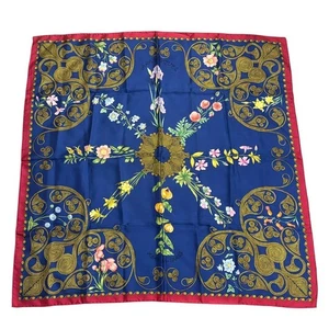 HERMES Silk Scarf 100% Carre 90 ARABESQUES Red Blue No Tags Used From Japan 10K - Picture 1 of 3