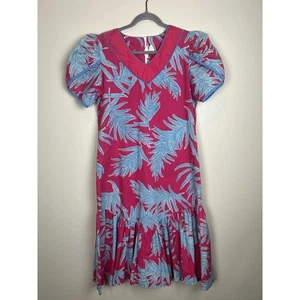Hawaiian Dress VTG Cap Sleeve Maxi Dress Pink Floral Sz L 14 - Picture 1 of 7