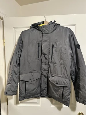 Chaqueta Parka Body Glove Gris y Amarillo Con Capucha Para Hombre Talla L Nueva Sin Etiquetas Foto 1 de 4