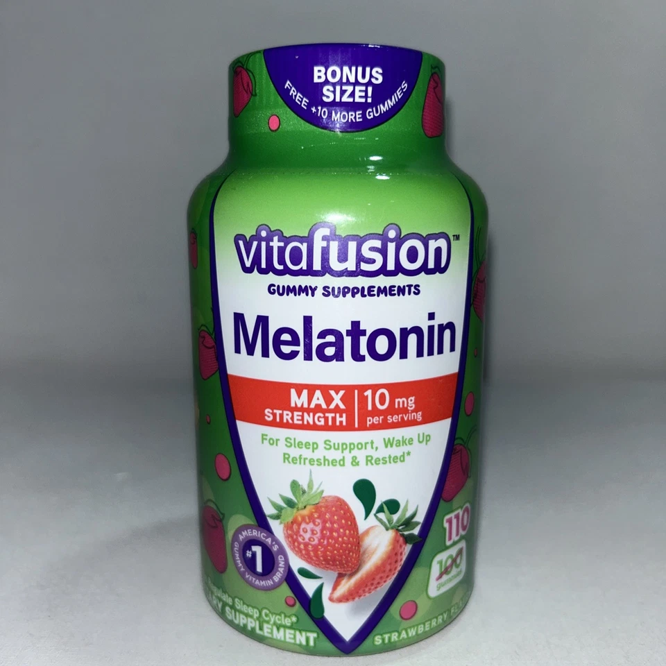 Gomitas Vitafusion Melatonina Max Fuerza 110 Sabor Fresa Nuevas y Selladas  Foto 1 de 4