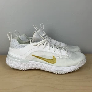 Nike Herren Größe 9,0 Huarache IX Elite Lacrosse Rasen weiß gold Sportschuhe - Bild 1 von 10