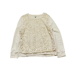 Blusa top crema con apliques de encaje para mujer J Crew L - Imagen 1 de 9