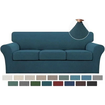 4 Piece Sofa Cover Stretch Fit Individual Cushion Slipcover Jacquard Fabric New - Image 1 of 4