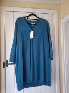 BNWT'S FAB SEASALT BRITTLESTAR LINEN BLEND TUNIC TOP ATLANTIC TEAL SIZE 18 - Picture 1 of 9