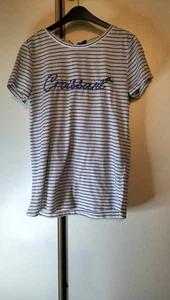 Women's Top By Nocozo Size 10 White With Black Stripes - Picture 1 of 7