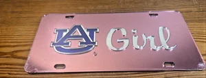 AUBURN TIGERS Auburn Girl Pink MIRRORED LICENSE PLATE NCAA FRONT VANITY - Picture 1 of 2