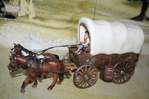 Schleich 42024 Planwagen Westernkutsche mit Kutscher Pferden Kompl. TOP - Bild 1 von 8
