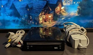 Consola Nintendo Wii + Cable de alimentación OEM y cables AV - NEGRO - RVL-101 (EE. UU.) - Imagen 1 de 10