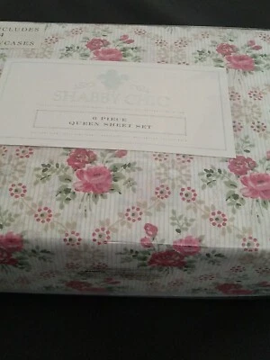 Shabby Chic by Rachel Ashwell 6pc White Multicolor Floral Print Queen Sheet Set - Image 1 of 4