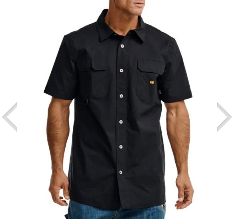 CAT Black Foundation Short Sleeve Front Button Ripstop Work Shirt NEW 2XL XXL - Image 1 of 1