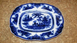 Antike Flow blaue 13" Platte Hong Muster P. REGOUT & CO Maastricht 1890er - Bild 1 von 4