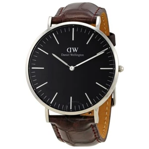 Daniel Wellington Classic York DW00100134 Black Dial Brown Leather Strap Watch - Picture 1 of 7