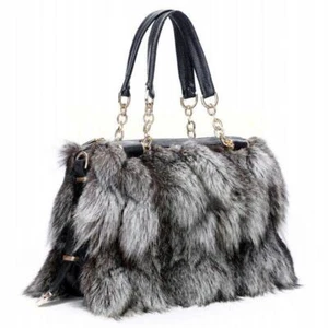 Neu Fell Damen Tasche Schultertasche Umhängetasche Echtleder Fuchspelz Bag Handtasche - Bild 1 von 25