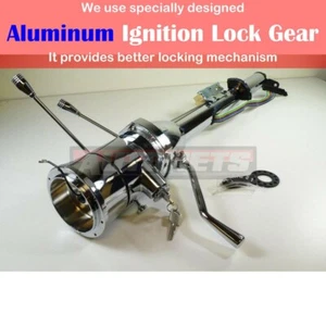 28" Chrome Automatic Tilt Steering Column Shift with Ignition Key GMChevyPontiac - Picture 1 of 5