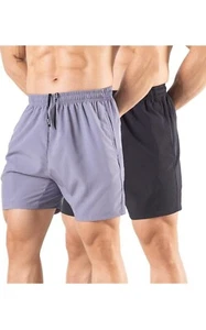 Men's 5" Running Shorts 2 Pack Quick Dry Athletic Workout Large, Black/Gray S - Picture 1 of 6