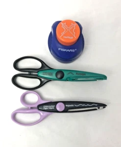 Fiskars 3 Pc Lot Scissors and Corner Punch Scrapbooking Supplies - Picture 1 of 10