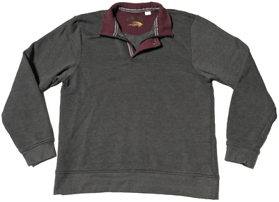 Sudadera forrada de vellón ORVIS gris medio mezcla de algodón 1/4 cremallera firma para hombre Foto 1 de 4