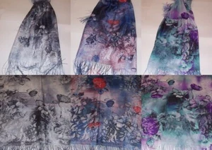 Floral laced Design Tassle Scarf - various colours - Picture 1 of 7