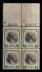 US USA Sc# 833 MNH FVF PLATE # BLOCK Warren G Harding 29th President Ohio - Picture 1 of 1