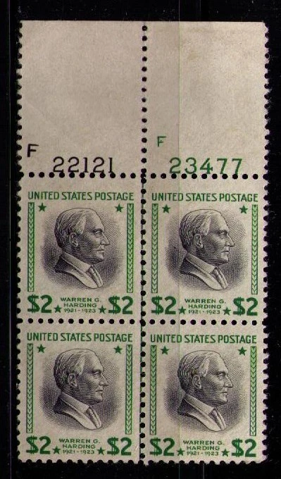 US USA Sc# 833 MNH FVF PLATE # BLOCK Warren G Harding 29th President Ohio - Image 1 of 1