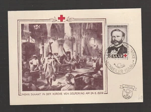 SAAR 1953: hermosa tarjeta máxima - Cruz Roja Henri Dunant - Imagen 1 de 2