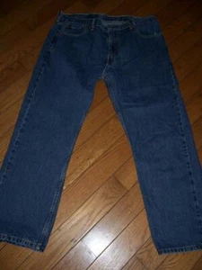 LEVI'S 505 REGULAR FIT DENIM JEANS 40" W 30" L DARK WASHED BLUE #1 - Picture 1 of 4