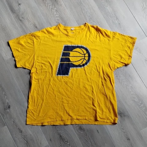 Indiana Pacers Mens Shirt 2XL Short Sleeve T Yellow Blue P Logo Cotton Crew NBA Cover