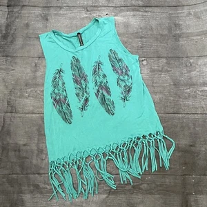 Girl’s Full Tilt Feather Fringe Tank Top XL Boho - Picture 1 of 6