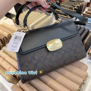 Bolso Coach Eliza con asa superior CW012 NUEVO CON ETIQUETAS dorado/nogal/negro - Imagen 1 de 10