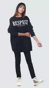 Damas Jaama Eslogan Hombro Frontal Talla Grande Sudadera Algodón Prendas para el torso de invierno - Imagen 1 de 6