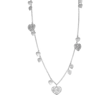 Collana Donna LIUJO LJ906 in Ottone colore Argento con Cuori Pendenti 60 cm - Immagine 1 di 2