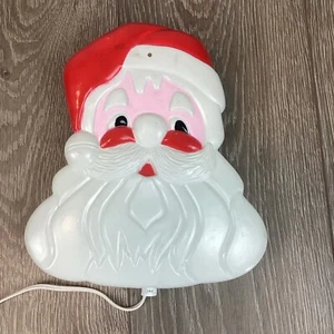 VINTAGE 1960's BLOW MOLD PLASTIC SANTA CLAUSE FACE HEAD HANGING LIGHT Works - Picture 1 of 6