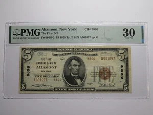 $5 1929 Altamont New York NY National Currency Bank Note Bill Ch. #9866 VF30 - Picture 1 of 4